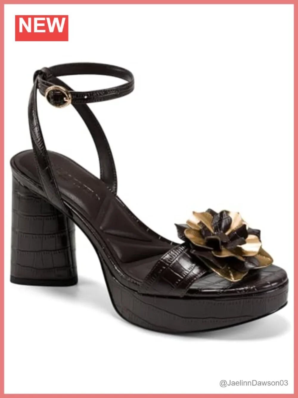 Karl Lagerfeld Women's Haden Platform Heel Sandals Leather Floral Embellishment